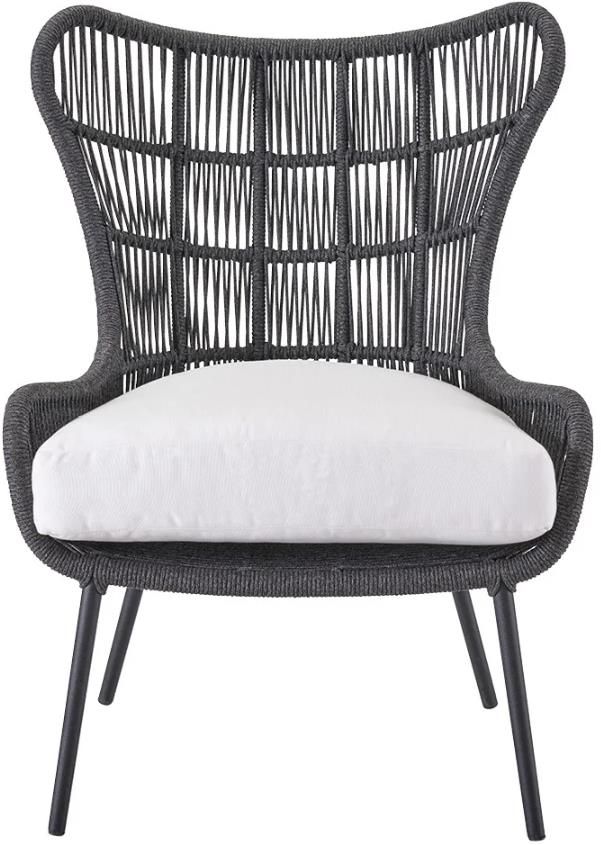 Universal Explore Home™ Coastal Living Outdoor Hatteras Canvas Natural/Charcoal Aluminum/Rope Chair-3