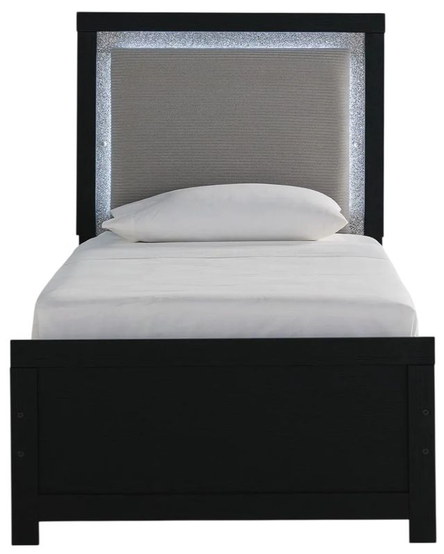 Signature Design by Ashley® Maeling Black Youth Twin Upholstered Panel Bed-2