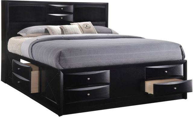 Crown Mark Emily Black Queen Captain Bed-0