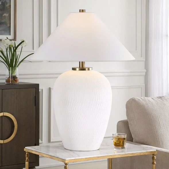 Uttermost® Merriton Matte White Table Lamp-2