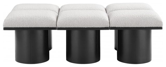 Meridian Furniture Pavilion 6-Piece Cream/Black 47" Modular Bench Set-1