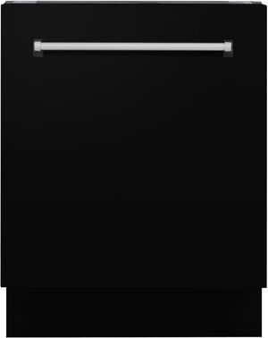 Front view of the ZLINE Tallac Series 24" Black Matte Built In Dishwasher