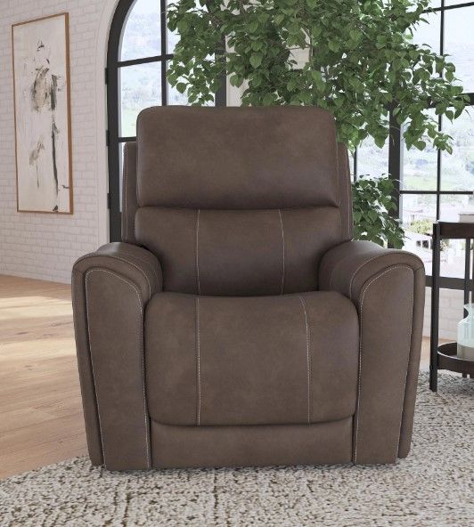 Flexsteel® Carter Cappuccino Power Recliner with Power Headrest and Lumbar-1