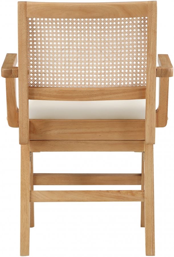 Meridian Furniture Abby Cream/Natural Vegan Leather Dining Arm Chair-3