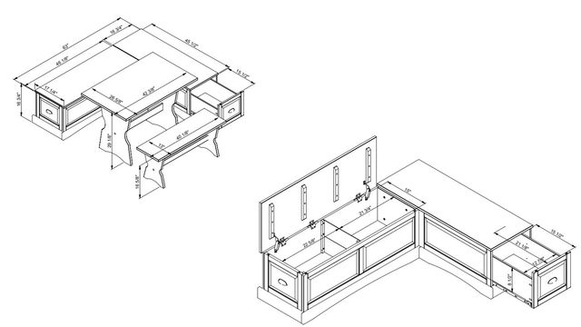 Linon Caron 4-Picee Walnut Dining Nook Set-2