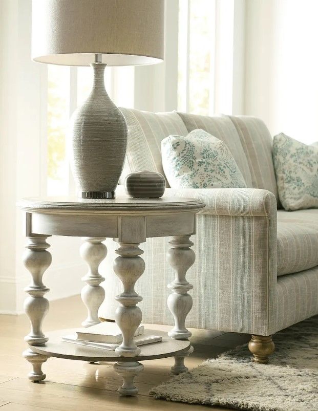 American Drew® Litchfield Blakeney Driftwood End Table with Sunwashed Stand -1