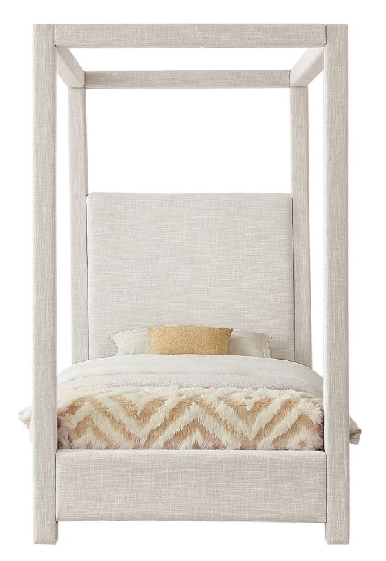 Meridian Furniture Emerson Cream Twin Upholstered Canopy Bed-1