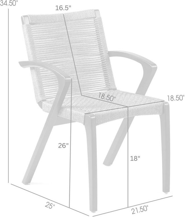 Armen Living Brielle 2-Piece Gray/Light Ucalyptus Rope/Wood Outdoor Dining Arm Chair Set-3