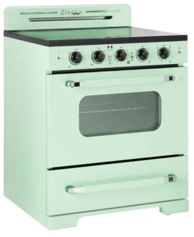 Unique® Appliances Classic Retro 30" Summer Mint Green Freestanding Electric Range-3