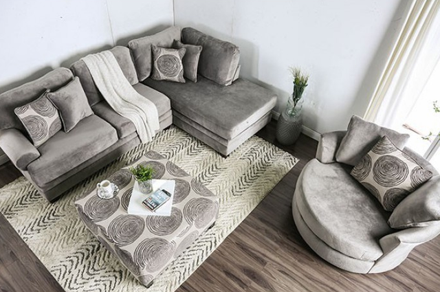 Furniture of America® Bonaventura 2-Piece Gray Right-Arm Facing Sectional and Chaise-3