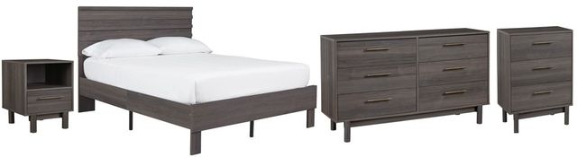 Signature Design by Ashley® Brymont 4-Piece Dark Gray Queen Platform Bed Set-0