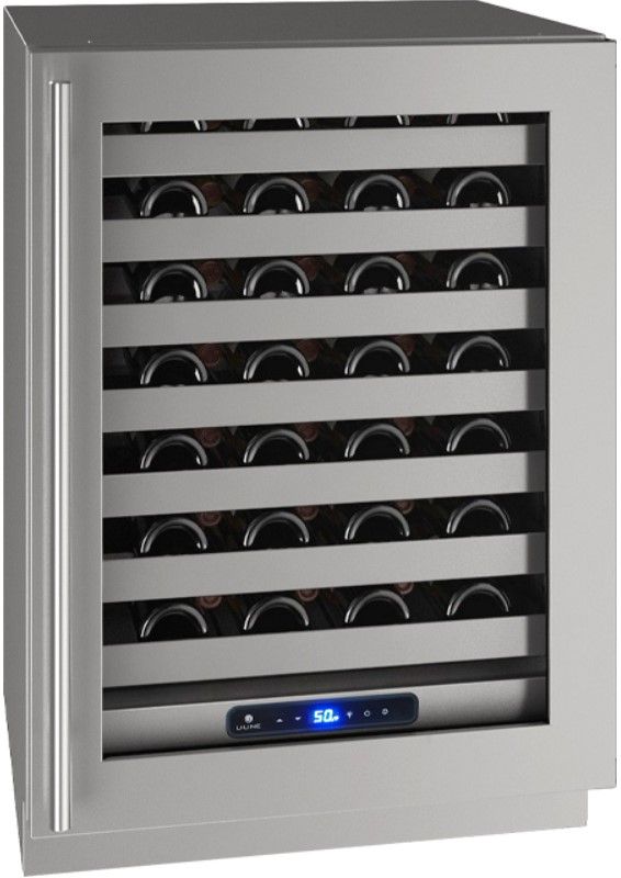 U-Line® 5-Class 24" 5.2 Cubic Feet Stainless Steel Wine Storage-0