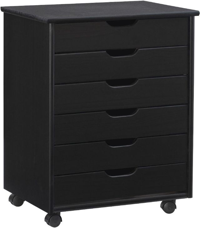 Linon Rudy Black Wide Rolling Storage Cart-0