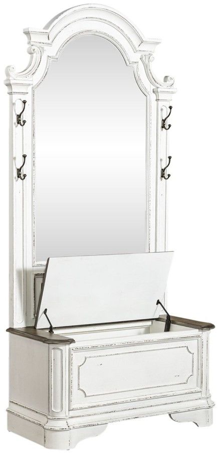Liberty Furniture Magnolia Manor 2-Piece Antique White/Weathered Bark Hall Tree Set-2