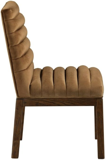 Meridian Furniture Evelyn Saddle/Walnut Velvet Upholstered Side Chair-2