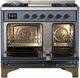 Ilve Majestic III 40" Blue Gray Pro Style Dual Fuel Liquid Propane Range with Triple Glass Door and Burnished Trim-4