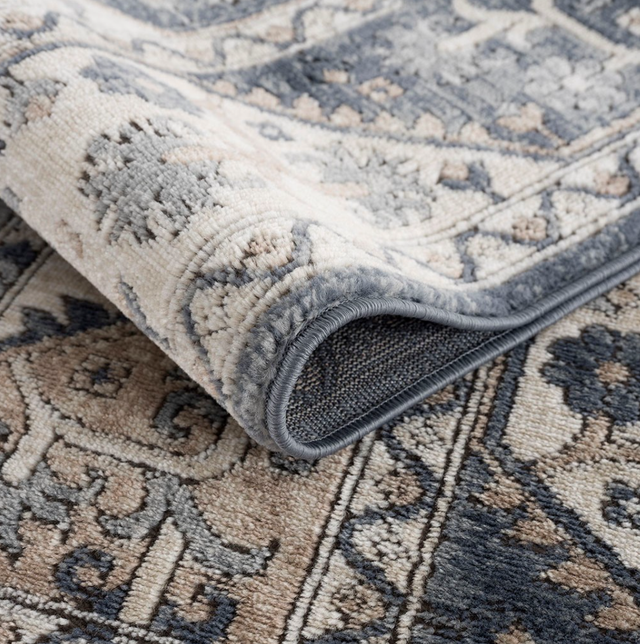 Olliix by Madison Park Dakota Blue/Cream 6x9' Tiled Border Area Rug-1