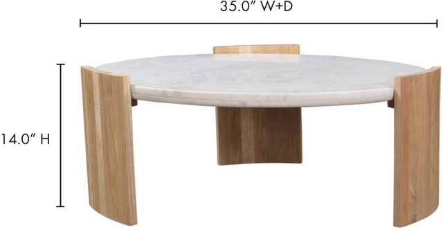 Moe's Home Collection Dala White Coffee Table with Oak Base -3