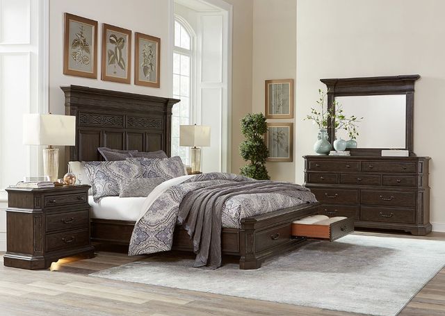 aspenhome® Foxhill Dark Truffle King Panel Storage Bed-1