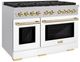 ZLINE Autograph Edition Paramount 48" Satin Stainless Steel Pro Style Dual Fuel Range with White Matte Door and Polished Gold Accents-2