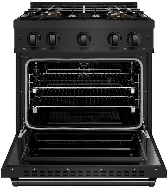 ZLINE 30" 4.2 cu. ft. Dual Fuel Range with 4 Burner DuoPro™ Cooktop and Electric Convection Oven in Black Stainless Steel-1