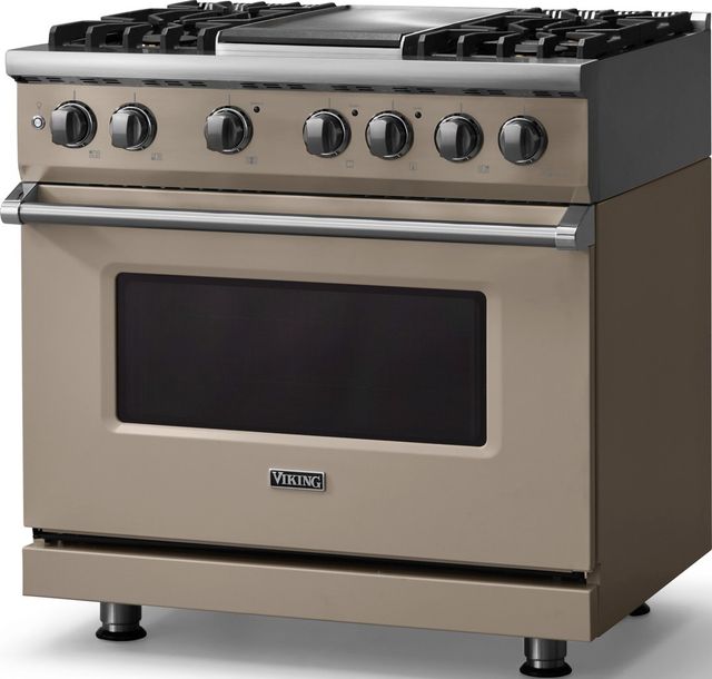 Viking® 5 Series 36" Nantucket Pro Style Dual Fuel (LP) Range with Polished Chrome Trim-3