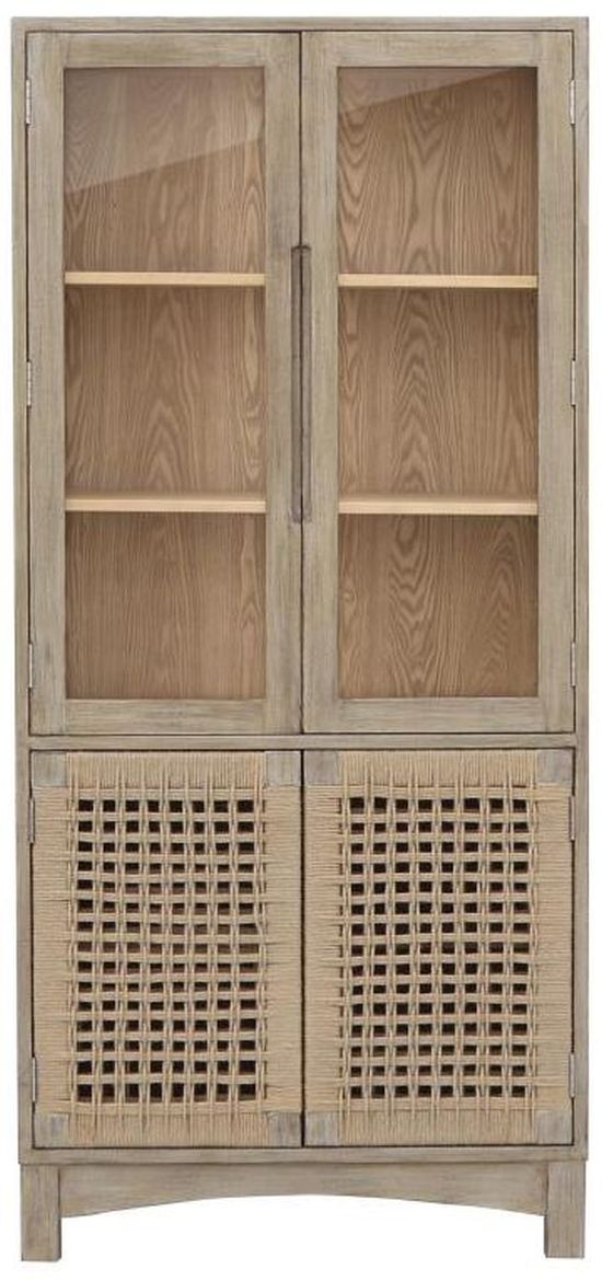 Nest Home Collections Sloan Natural White/Rope Doors Tall Cabinet -0