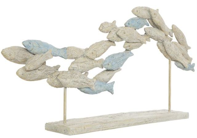 Deco Marche Light Blue Polystone Fish Sculpture-0