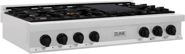 ZLINE Autograph Edition Classic 48" Satin Stainless Steel Gas Rangetop with 8 Burners, Porcelain Cooktop and Matte Black Accents-1