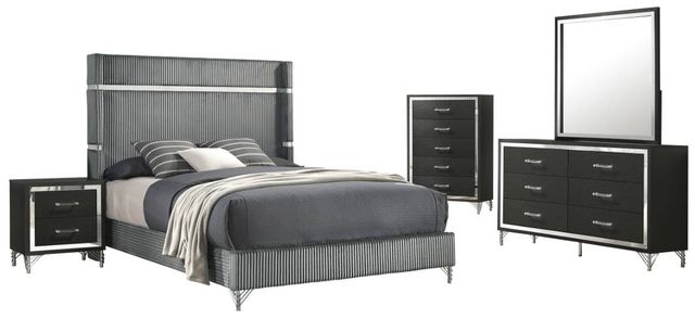 Coaster® Lucia 5-Piece Black/Gray Eastern King Bedroom Set-0