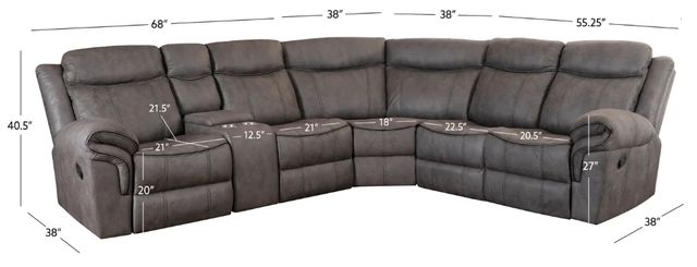Powell® Galloway 3-Piece Stone Gray Curved Manual Reclining Sectional Sofa-3