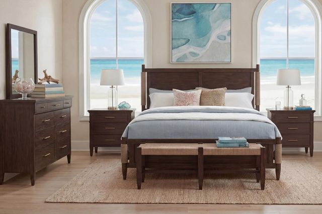 Legacy Classic Reflections Dark Roast Queen Upholstered Panel Bed-1