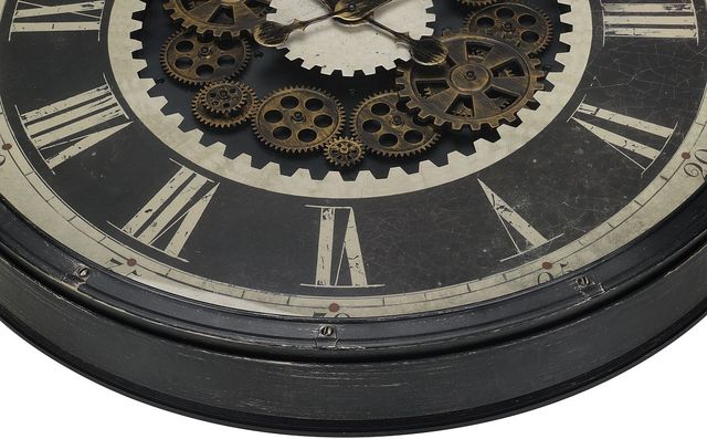Monarch Specialties Inc. Brown 30" Oversized Round Wall Clock with Roman Numerals on Brown Gear Mech-1