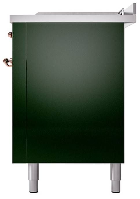 Ilve® Nostalgie II Noblesse 60'' Emerald Green Pro Style Dual Fuel Range with Copper Trim-3