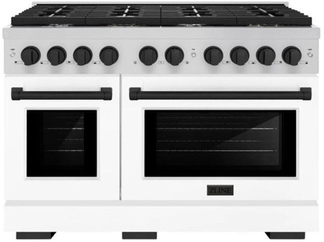 ZLINE Autograph Edition 48" Stainless Steel Pro Style Gas Range with White Matte Door-0