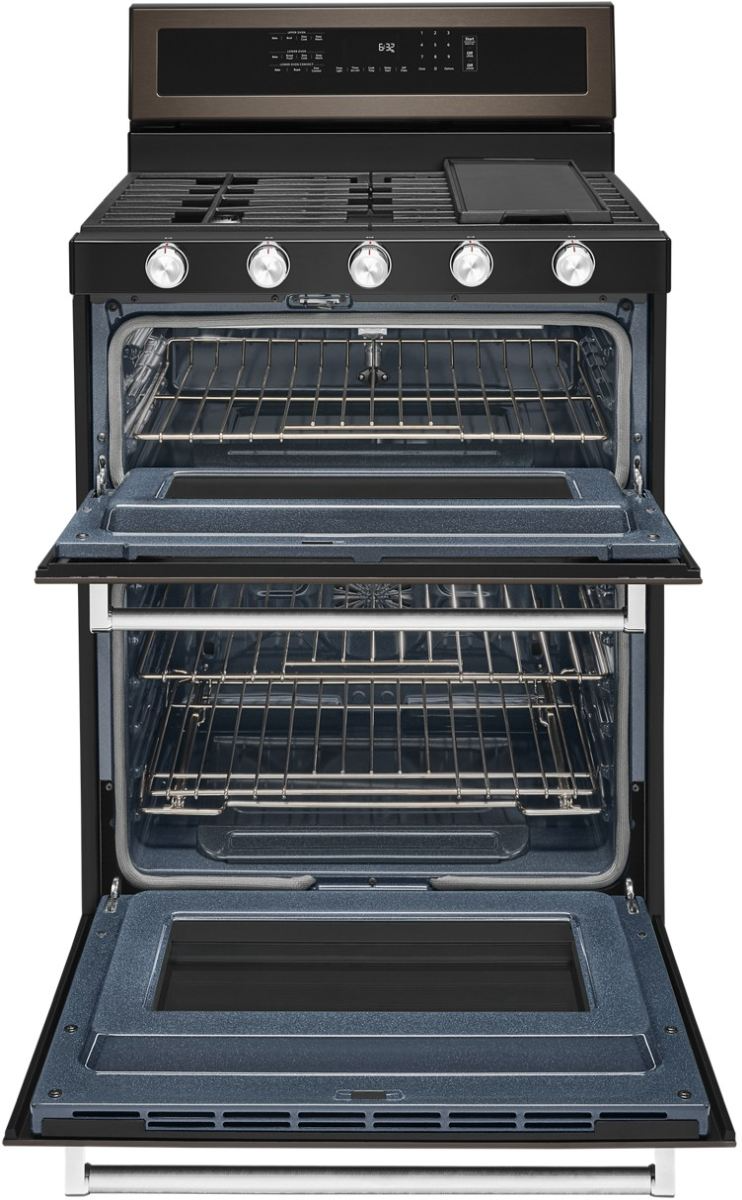 KitchenAid 30" Black Stainless Steel with PrintShield Finish Freestanding Gas Double Convection Range - Thumbnail 4