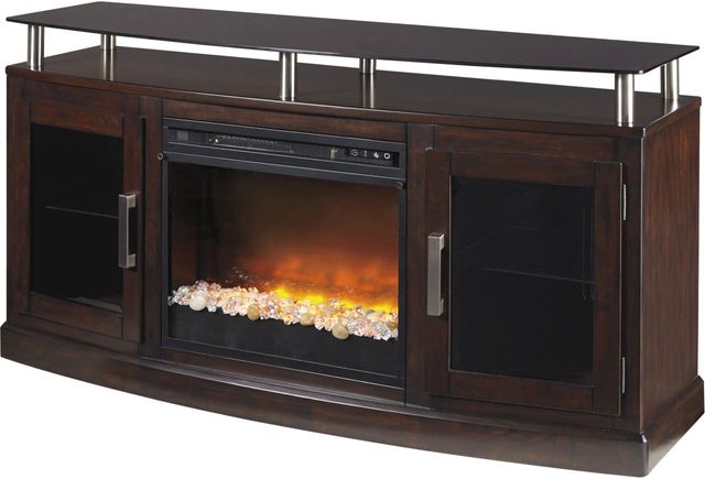 Dark brown electric fireplace tv stand sales