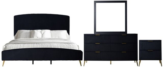 New Classic® Home Furnishings Kailani 4-Piece Black King Panel Bedroom Set-0