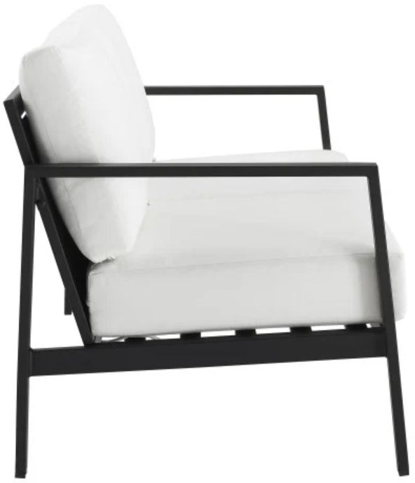 Linon Alora White/Black Aluminum/Fabric Outdoor Loveseat-3