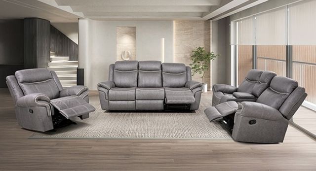 Furniture of America® Agata Warm Gray Glider Recliner Loveseat-2