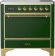 Ilve® Majestic III 36" Emerald Green Pro Style Induction Range with Solid Door and Brass Trim-0