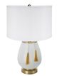 A & B Home Gold/White Table Lamp with Drum Shade and Two Tassel Accents-0