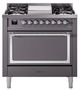Ilve® Nostalgie II Noblesse 36'' Graphite Matte Pro Style Dual Fuel Range with Chrome Trim-0
