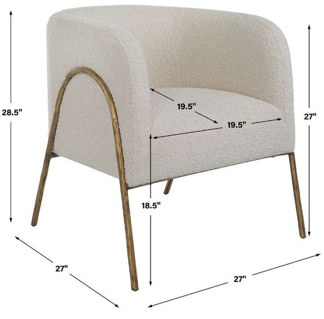 Uttermost® Jacobsen Aged Gold/Off-White Shearling Accent Chair-2
