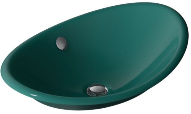 Kohler Iron Plains® Teal 20.75" Oval Vessel Bathroom Sink-0