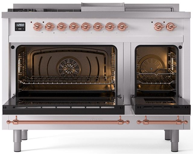 Ilve® Nostalgie II Series 48" White Pro Style Dual Fuel Range-1