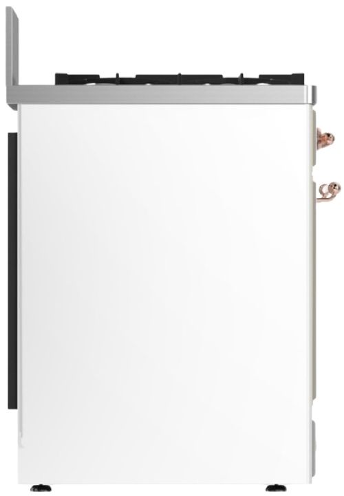 Ilve® Majestic III 30" White Pro Style Dual Fuel Natural Gas Range with 5 Black Brass Burners and Copper Trim-3