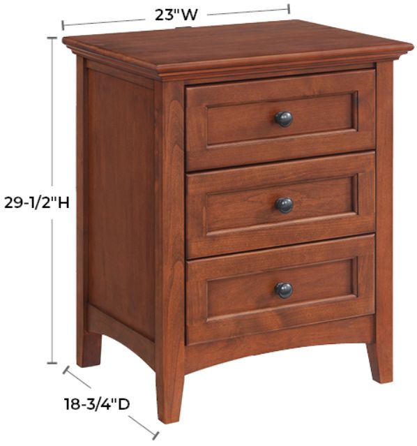 Whittier Wood® Furniture McKenzie Glazed Antique Cherry 3-Drawer Nightstand-2