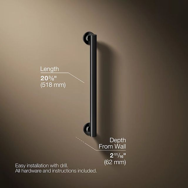 KOHLER® Purist® Matte Black 18" Grab Bar-2