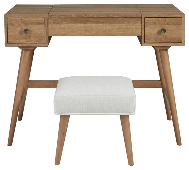 Signature Design by Ashley® Thadamere Light Brown Vanity with Stool-1